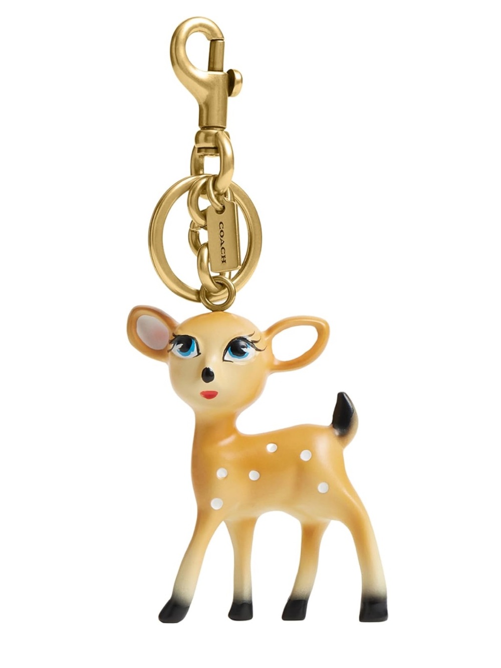 Coach Gold & Tan Deer Bag Charm Keyring - New